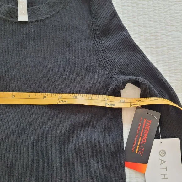 Athleta Table Rock Sweater Black Silver New NWT XS Merino Wool Thermolite Ribbed - Picture 5 of 9